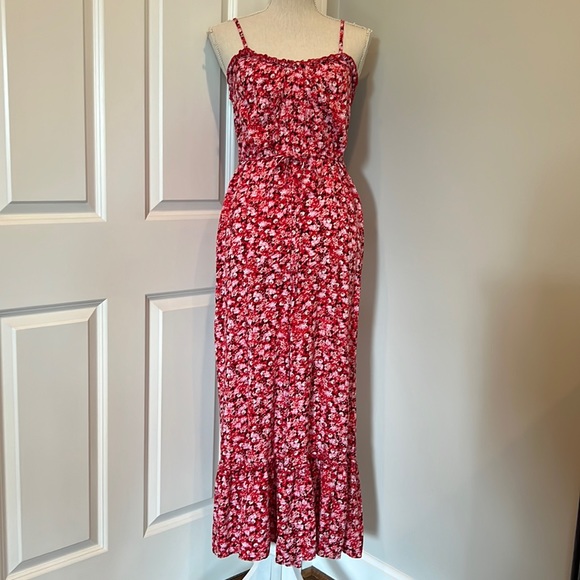 Bog Collectives Pants - BOG COLLECTIVE PINK AND RED FLORAL JUMPSUIT